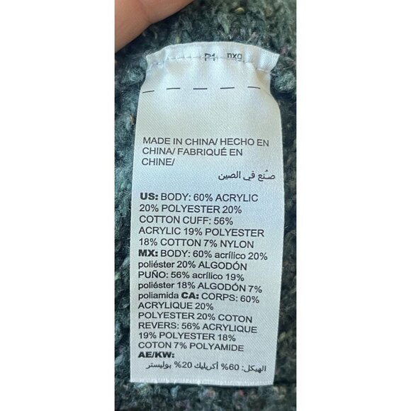 Chico's Holiday Sweater Size L Green Marled Mock-Neck Pullover Oversized Cotton - Picture 10 of 11